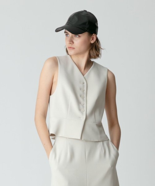 【セットアップ対応可能】ギャバ釦アクセントジレ 