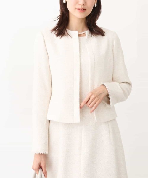 [セットアップ対応]ラメツイードノーカラージャケット 