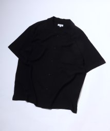 salong hameu(salong hameu)/【Salong hameu】レーヨンアロハシャツ/無地・総柄オープンカラーシャツ/ブラック