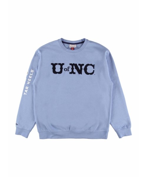 Mitchell & Ness(ミッチェルアンドネス)/ノースカロライナ ゼア&バック フリース クルー NCAA THERE AND BACK FLEECE CREW NORTH CAROLINA/LIGHT BLUE