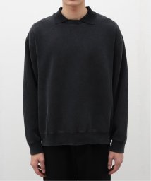 B.C STOCK(ベーセーストック)/collared ピグメントスウェット/ブラック