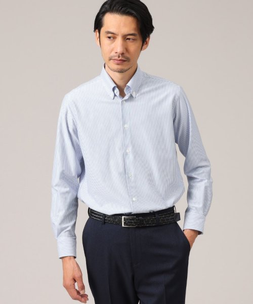 TAKEO KIKUCHI(タケオキクチ)/【ON/OFF兼用】日本製 オックス ストライプ ボタンダウンシャツ/ブルー（392）