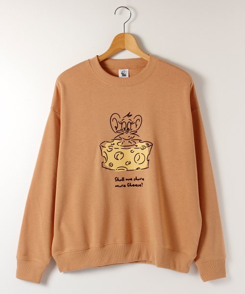 ALWAYS GOOD TIME NEW BASIC STORE(オールウェイグッドタイムニューベーシックストア)/【TOM & JERRY/トムとジェリー】裏毛ワイドドロップ型クルートレーナー/オレンジ