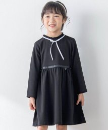 BeBe Petits Pois Vert/【お揃い】リボン付きチェック無地ワンピース(110~130cm)/505818041