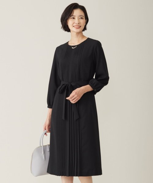 J.PRESS LADIES（LARGE SIZE）(J．プレス　レディス（大きいサイズ）)/【WEB限定カラーあり・洗える】ノルディス2wayジョーゼット フロントプリーツ ワンピース/ブラック系