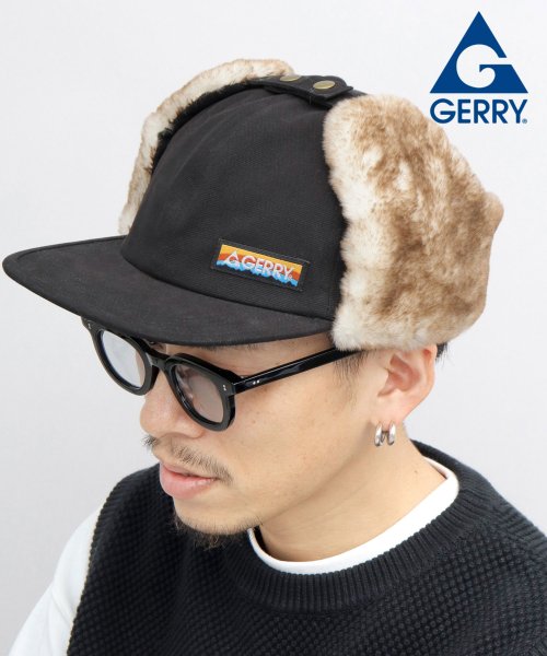 AMS SELECT(エーエムエスセレクト)/GERRY ジェリー ダックキャンバス 平ツバ フライトキャップ イヤーフラップ 耳当て付き アウトドア 旅行 秋 冬 防寒/ブラック