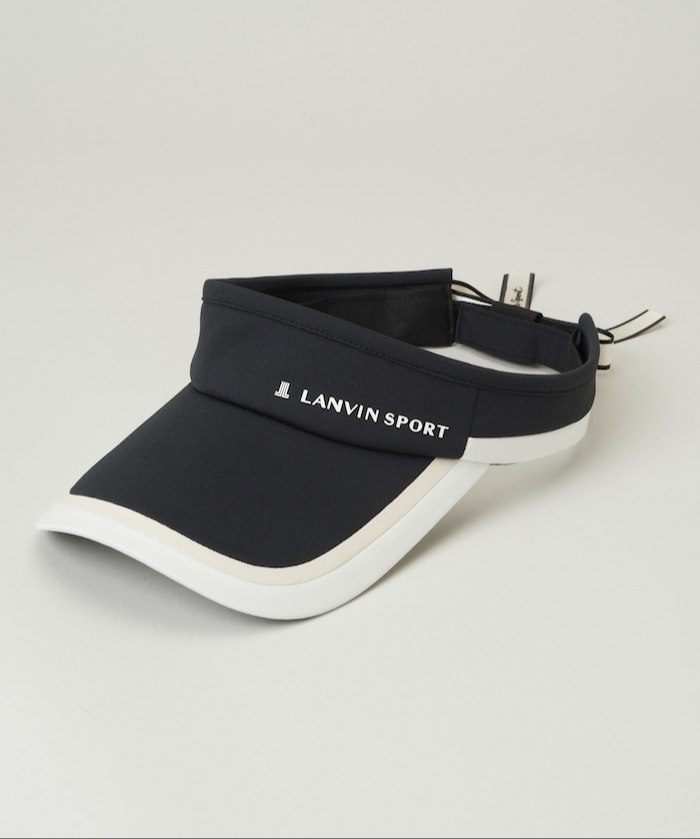 LANVIN SPORT ホワイトバイザー リボン付き LANVIN SPORT リボン付き綿ツイルサンバイザー【UV】 -デサント