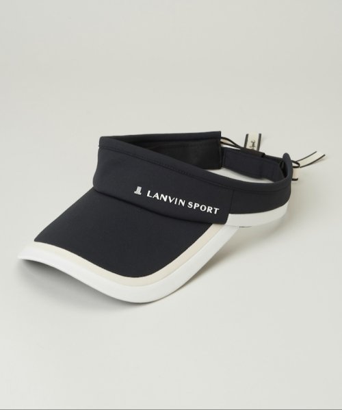 LANVIN SPORT(ランバン スポール)/【Sサイズ】ラインデザインサンバイザー【UV/リボン取り外し可】/ブラック