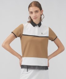 LANVIN SPORT(ランバン スポール)/ブロッキングデザイン半袖ポロシャツ/ベージュ系