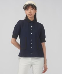 LANVIN SPORT(ランバン スポール)/フルオープン6分袖シャツ/ネイビー