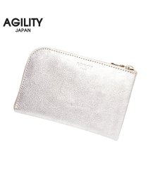 AGILITY(アジリティ)/アジリティ シルバー ゴールド ミドルウォレット 財布 薄い財布 薄型 L字ファスナー ブランド レザー 本革 レディース AGILITY 0960/シルバー