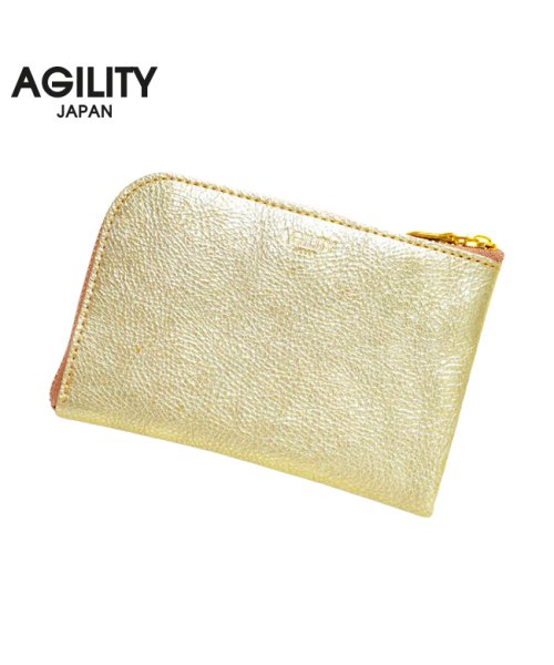 AGILITY(アジリティ)/アジリティ シルバー ゴールド ミドルウォレット 財布 薄い財布 薄型 L字ファスナー ブランド レザー 本革 レディース AGILITY 0960/ゴールド
