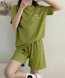 NinaetLina(ニナエリナ)/Tシャツ＆イージーパンツ服上下セット/グリーン