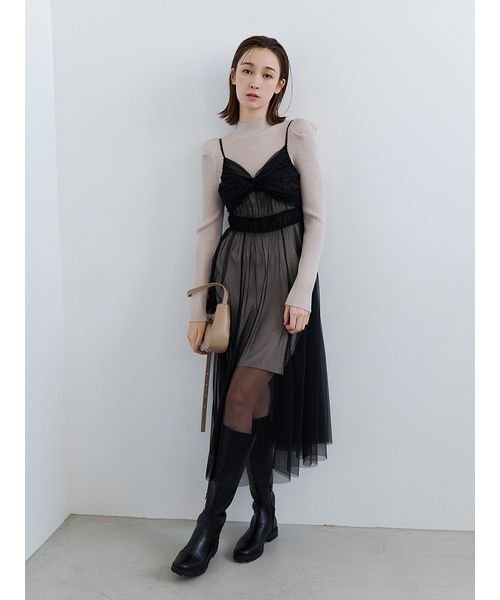 snidel ニットチュールワンピース（ボレロセットチュールニット 