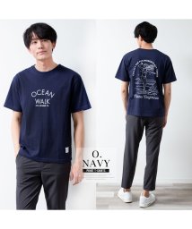  GENELESS(GENELESS)/tシャツ メンズ 半袖 綿100 半袖tシャツ 夏 バックプリント Tシャツ Uネック インナー トップス クルーネック コットン 白 黒 全10色 シンプル/ネイビー