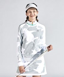 Munsingwear(マンシングウェア)/【ENVOY】ラメ糸混フラワー×ペンギン柄ジャカードハイブリットセーター/ホワイト