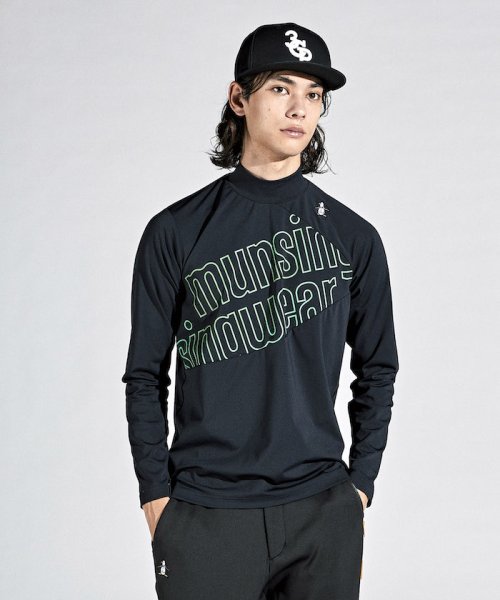 Munsingwear(マンシングウェア)/【ENVOY】MOTION3D吸水ストレッチビッグロゴモックネック長袖シャツ/ブラック