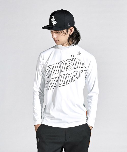 Munsingwear(マンシングウェア)/【ENVOY】MOTION3D吸水ストレッチビッグロゴモックネック長袖シャツ/ホワイト