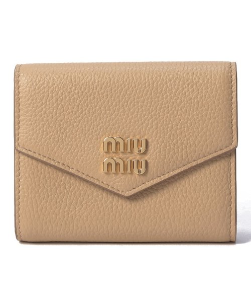 MIUMIU(ミュウミュウ)/【MIU MIU】ミュウミュウ　5MH0402DT7　F0637　レディース　VITELLODAINO ヴィッテロダイノ　三つ折り財布　ASTRALE　アストラ/ベージュ