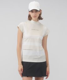 LANVIN SPORT(ランバン スポール)/【WEB限定】プリント柄モックネック半袖シャツ【吸汗/ストレッチ/UV/ECO】/ホワイト×ベージュ