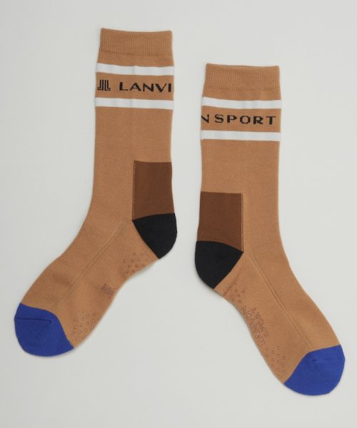 LANVIN SPORT(ランバン スポール)/レギュラー丈ソックス【抗菌防臭/足底パイル/滑り止め】/ベージュ