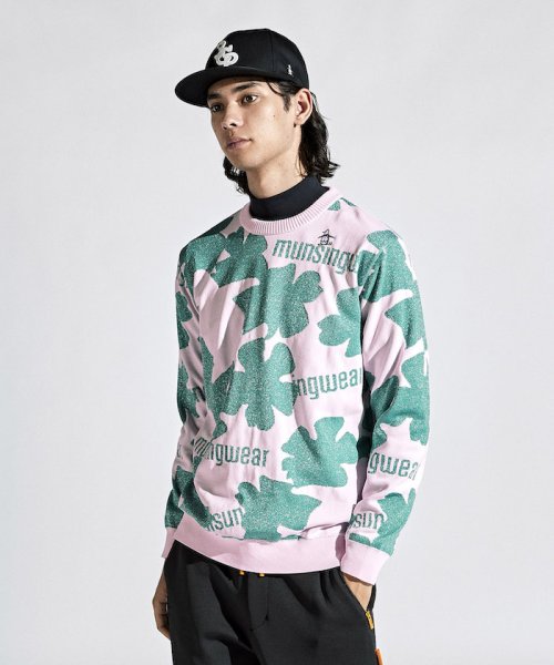 Munsingwear(マンシングウェア)/【ENVOY】ラメ糸混フラワー×ペンギンジャカードセーター/ピンク