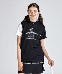 Munsingwear(マンシングウェア)/【ENVOY】EXcDRYペンギンプリント半袖モックネックシャツ/ブラック