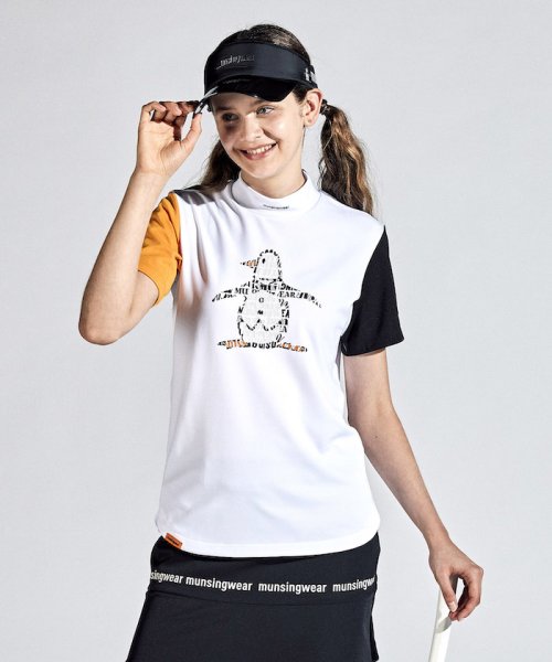Munsingwear(マンシングウェア)/【ENVOY】EXcDRYペンギンプリント半袖モックネックシャツ/ホワイト