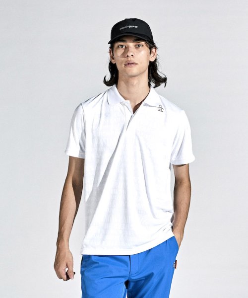 Munsingwear(マンシングウェア)/【ENVOY】MOTION3D，SUNSCREENロゴジャカード半袖シャツ/ホワイト