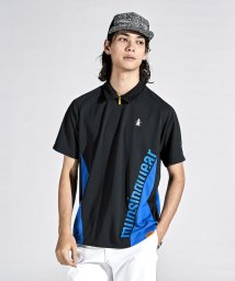 Munsingwear(マンシングウェア)/【ENVOY】MOTION3D吸水速乾ストレッチブロッキング半袖シャツ/ブラック