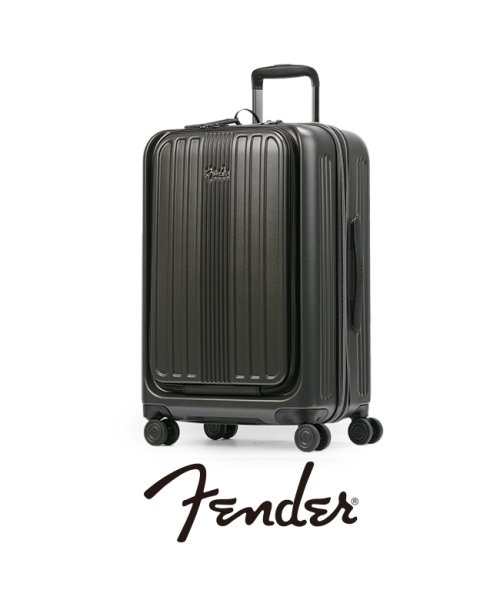 Fender(フェンダー)/フェンダー スーツケース Mサイズ 53L/60L 軽量 拡張 中型 フロントオープン 静音キャスター ストッパー USBポート Fender 950－4501/ガンメタリック