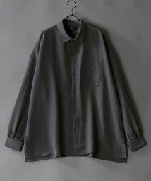 SITRY(SITRY)/【SITRY】ドレープ レギュラーカラー シャツ  無地 長袖 きれいめシャツ/チャコール