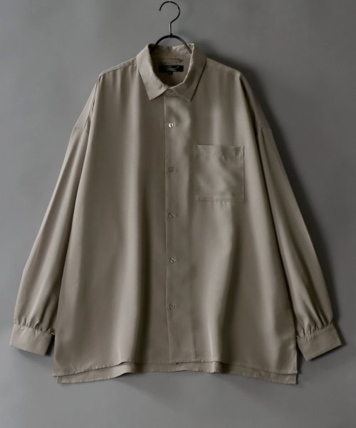 SITRY(SITRY)/【SITRY】ドレープ レギュラーカラー シャツ  無地 長袖 きれいめシャツ/ベージュ