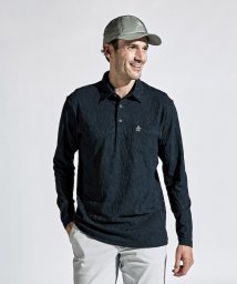 Munsingwear(マンシングウェア)/ストレッチジャカードモノグラム柄長袖テーラーカラーシャツ/ネイビー
