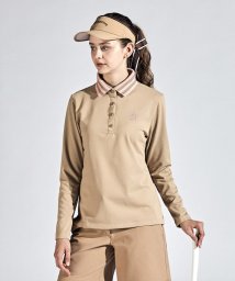 Munsingwear(マンシングウェア)/SUNSCREENストライプポロ衿長袖シャツ/ベージュ