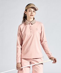 Munsingwear(マンシングウェア)/SUNSCREENストライプポロ衿長袖シャツ/ピンク