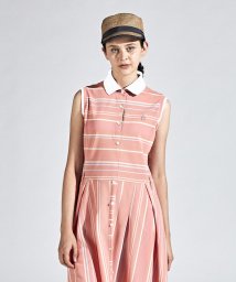 Munsingwear(マンシングウェア)/SUNSCREEN麻混ボーダーワンピース（ペチスカート付き）/ピンク