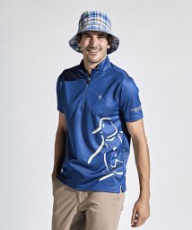 Munsingwear(マンシングウェア)/MOTION3Dパネルジャカードハーフジップ半袖シャツ/ライトブルー
