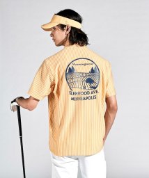 Munsingwear(マンシングウェア)/SUNSCREENストライプボタンダウン半袖シャツ/オレンジ