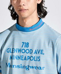 Munsingwear(マンシングウェア)/SUNSCREENボーダー半袖モックネックシャツ/ブルー