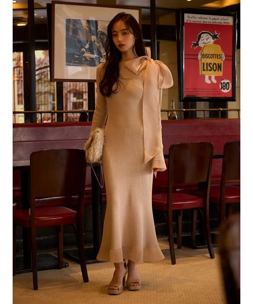 ショルダーリボンアシンメニットワンピース(505825620)｜阪急百貨店  