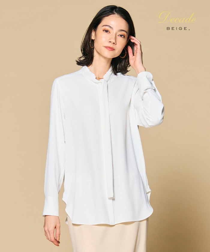 BEIGE 【洗える】EVA / ボウタイロングスリーブブラウス WHITE 2 BEIGE 【洗える】EVA / ボウタイロングスリーブブラウス WHITE 2