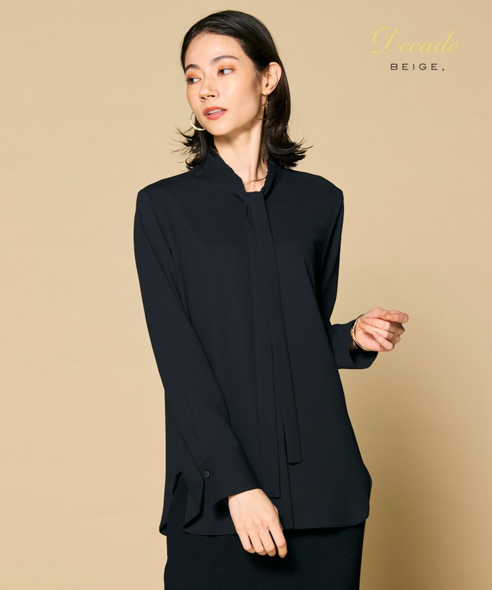 BEIGE 【洗える】EVA / ボウタイロングスリーブブラウス BLACK 4 BEIGE 【洗える】EVA / ボウタイロングスリーブブラウス BLACK 4