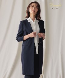 BEIGE，(ベイジ，)/CINDY / ノーカラーロングジャケット/NAVY×WHITE