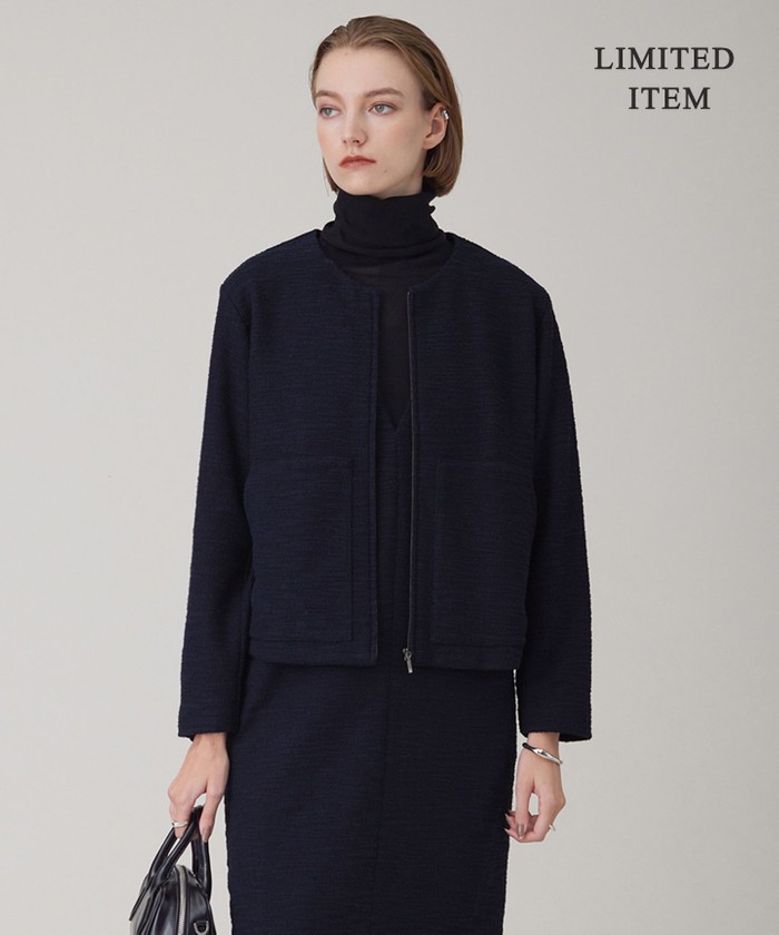 ♡RYW♡ 【美品】 ICB メッシュブルゾン リヨセルナイロンワッシャー ノーカラーブルゾン（ブルゾン