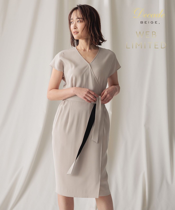 BEIGE 【WEB&一部店舗限定】CINDY / ラップドレス SAND×BLACK 6 BEIGE 【WEB&一部店舗限定】CINDY / ラップドレス SAND×BLACK 6