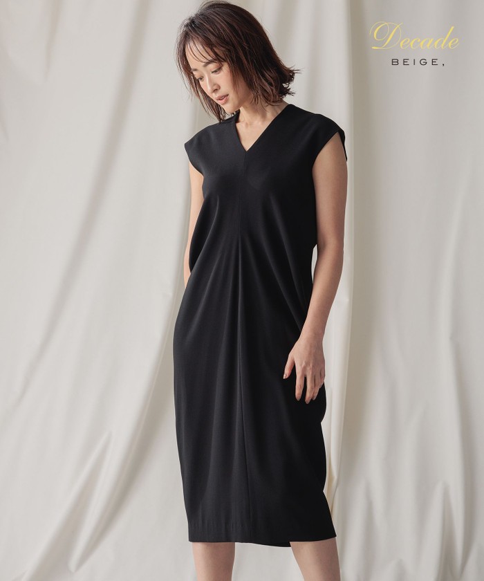 BEIGE CINDY / Vネックドレス BLACK 0 BEIGE CINDY / Vネックドレス BLACK 0