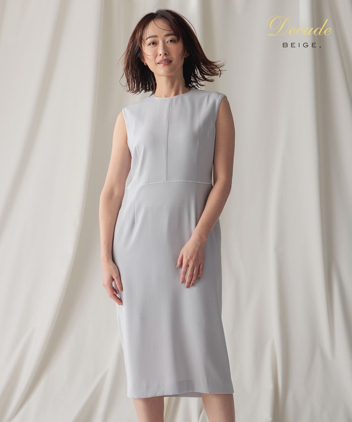 BEIGE CINDY / クルーネックドレス ICEBLUE×WHITE 2 BEIGE CINDY / クルーネックドレス ICEBLUE×WHITE 2