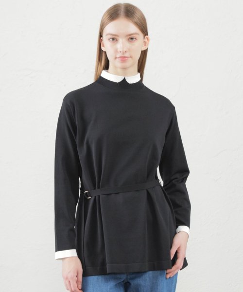 MACKINTOSH PHILOSOPHY(マッキントッシュ フィロソフィー)/Cleric Collar Knit ベルテッドチュニック/ブラック