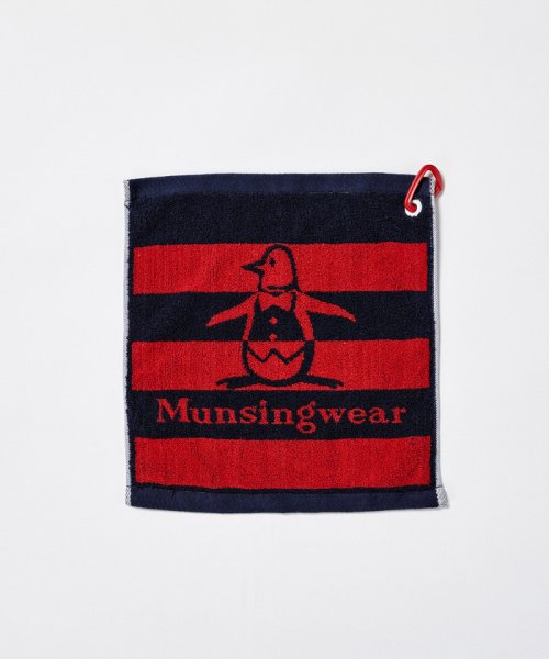 Munsingwear(マンシングウェア)/マルチフック付タオルハンカチ（今治タオル）/ネイビー×レッド